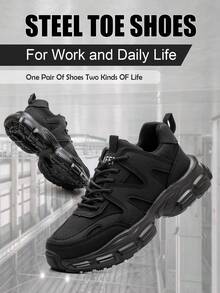 UMBURLLY Women's Safety Work Shoes Steel Toe Puncture Resistant Kevlar Midsole Black Platform Industrial Boots For Outdoor Construction Warehouse - Black - View 5