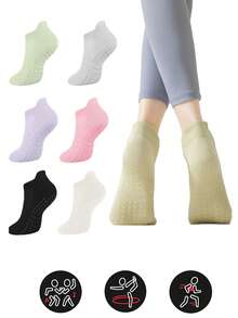 2 Pairs/4Pairs Women Colorful Yoga Socks With Grippers And Ankle Cuffs, Short Yoga Dance Socks Suitable For Sports, Ballet, Yoga - Multicolor - View 5