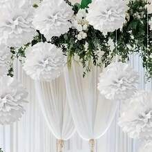 9 piezas Bolas de flores de papel blanco, adecuadas para decoración de fiesta de cumpleaños, boda, suministros para bodas