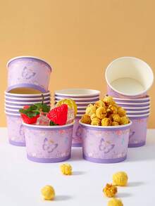10pcs/25pcs Disposable Paper Bowls With Butterfly & Crown Designs, Butterfly Theme Paper Bowls, Snack Boxes, Suitable For Birthday Party, Family Party, Picnic, Restaurant, Takeout Dinnerware - Multicolor - View 1