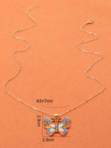 1 件女士复古银色蝴蝶吊坠项链