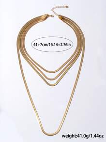 1 Stück vintage, minimalistischer, übertriebener, mehrlagiger goldfarbener Schlangenknochenkettenhalskette, europäisch-amerikanischer coole Mädchen-Mode