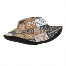 1pc Unisex Retro Geometric Print Reversible Bucket Hat, Party, Hip Hop, Beach, Sunshade