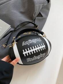 独特足球造型斜挎包，2025新款软妹卡通时尚链条单肩包 - 彩色 - 查看 19