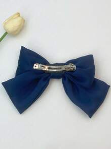 A Solid Color Satin Oversized Bow Hair Clip, Sweet And Elegant Wind Curly Hair Top Clip, Back Head Hair Clip Headpiece, Spring Clip Headpiece, High Ponytail Butterfly Hair Clip,Valentine's Day Couple As Gift Hair Accessories, School Stuff