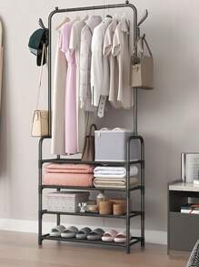 1 pieza Organizador de armario portátil multiusos, aproximadamente 24 pulgadas de ancho, incluye perchero, estantería para zapatos, estantes de almacenamiento, móvil, fácil de ensamblar/desarmar, adecuado para sala de estar, dormitorio, oficina en casa, regalo perfecto para Navidad, fiestas