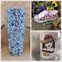 1680pcs 3-10mm Mixed Resin Pearl & Rhinestone Flat Bottom Pearl Decoration DIY Accessories For Phone Cases, Mirrors, Cups, Crafts, Shoes - Dark Blue Light Purple Lake Blue AB Color - View 2