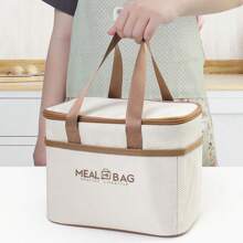 1pc Insulated Lunch Bag Lunch Box Tote Bag, High Aesthetic Lunch Carry Bag With Aluminum Foil Lunch Box Compartment For Office