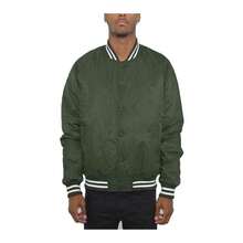 Mens Solid Color Varsity Jackets - Khaki - View 5