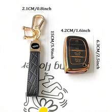 Easypie Selection Precise Logo Decorated Keyring Cover, Car TPU Pink/Black Silver/Purple/Black Gold Key Fob Shell Fit For 4 Buttons TPU Car Key Case Tuscon Santa Fe Reina Sonata Elantra Creta Ix 35 Ix 45 I10 I30 I40 Smart Key Cover