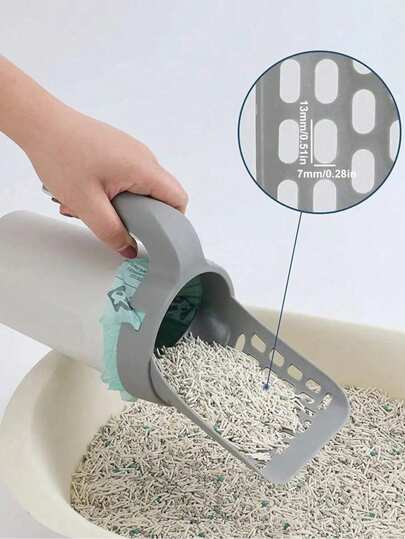 1 conjunto de pá integrada para areia de gato com saco de lixo removível e coletor de fezes de animais de estimação (sem sacos de lixo incluídos)