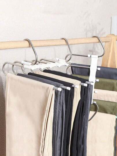 1pc Space-Saving Metal Pants Hangers, 5-Tier Closet Organizer For Efficient Storage Of Jeans, Skirts, Leggings, And Scarves, Perfect For Maximizing Closet Space And Keeping Your Wardrobe Neat And Tidy, Ideal For Seasonal Fashion Updates And Everyday Use, Essential Closet Accessory For Stylish Organization