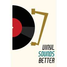 Cuadro con impresión de arte de álbum musical de discos de vinilo de mediados de siglo retro en lienzo para decoración de pared en sala de estar, opcional con marco - Multicolor - Ver 58