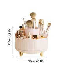 1pc Desktop Rotating Makeup Storage Box, Stationery Storage Box, Pen Holder, Cosmetics Display Rack, Multifunctional Makeup Brush Storage Bucket, Skincare Product Storage Box, Plastic Makeup Brush Storage Box