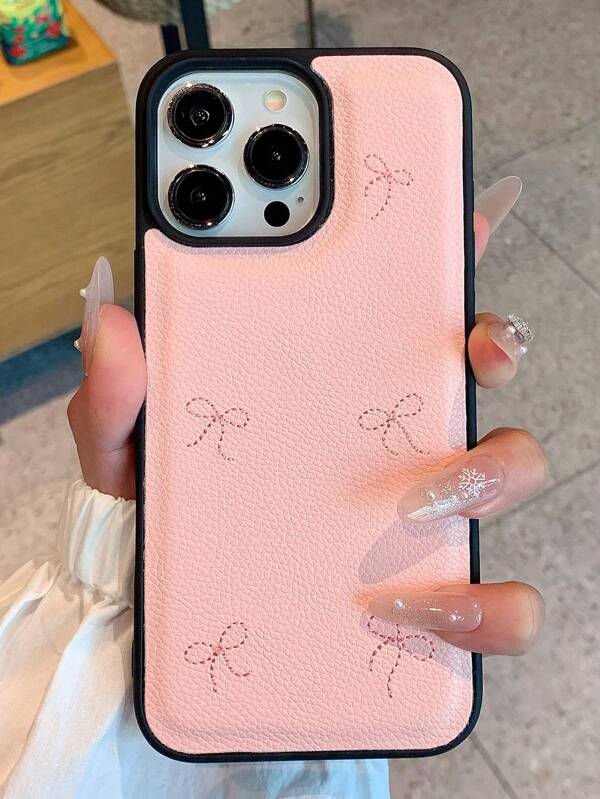 1pc PU Leather Anti-Fall Butterfly Embroidered Phone Case Compatible With Apple Phones