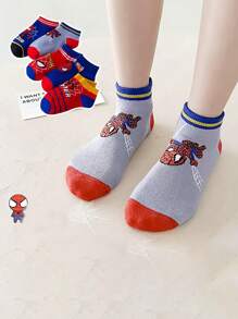 Disney 5 Pairs Kids Spider-Man Marvel Breathable Thin Ankle Socks