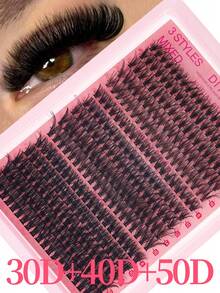 Nuevo set de 300 piezas/15 filas de pestañas postizas de mink sintético 5D esponjosas DIY 30D/40D/50D/60D/80D/100D de grosor natural. Racimos de pestañas postizas falsas con rizo D/DD/CC de 8-16mm de mezcla. Extensión de pestañas para uso doméstico, racimos de pestañas postizas, pestañas postizas individuales - D - Ver 12