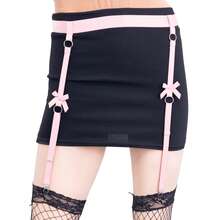 Women Suspender Lingerie Garter Belt With Clips Punk Suspender Belt Bowknot Stockings Clips Gothic Punk Party Dance Costumes Rave Accessory - Multicolor - View 3