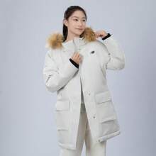 New Balance Chaqueta de mujer para deportes al aire libre, casual, cortavientos, cálida y cómoda con cuello de piel