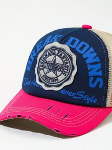 DareSee 1 Stück Retro-Stil Baseballkappe mit Farbblöcken zum Sonnenschutz, für Musik-Festivals, Y2K-Feste, Schulbeginn