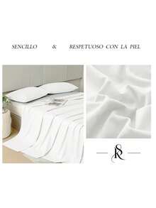 Conjunto De Ropa De Cama De 3 Piezas Juego De Cama De Tres Piezas, De Varios Tamaños (90/105/135/150/180/200) Y Colors, Conjunto De Suave Y Sin Estampados, Ropa De Cama Moderna Y Sencilla, Sábanas De Un Solo Color, Textile Hogareño, Color Puro Que No Descolora Ni Pierde Brillo. - 白色 - 查看 3