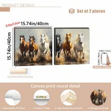 1/2pcs/Set Modern Galloping Horse Oil Painting Art , For Living Rooms And Bedrooms, Animals, Vintage, Warm Color Dynamic Galloping Horse Painting, Perfect For Modern Home Decor, Bedroom Wall Decor Modern Wall Art Realistic Steed Depiction, Posters, Wall Art, Room Decoration Stuff ,Wall Art With Frame - Multicolor - View 16