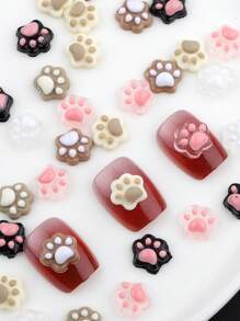 30 pezzi Deliziosi charm per unghie con impronte di gatto, decorazioni semitrasparen ti piatte per unghie fai-da-te, decorazioni per unghie prive di alcool, per design unghie acriliche fai-da-te, set di decorazioni metalliche di stile premium Y2k per unghie, forniture per unghie fai-da-te, charm per unghie, gemme per unghie, kit per unghie, accessori per salone di unghie, elementi essenziali per tecnici di unghie