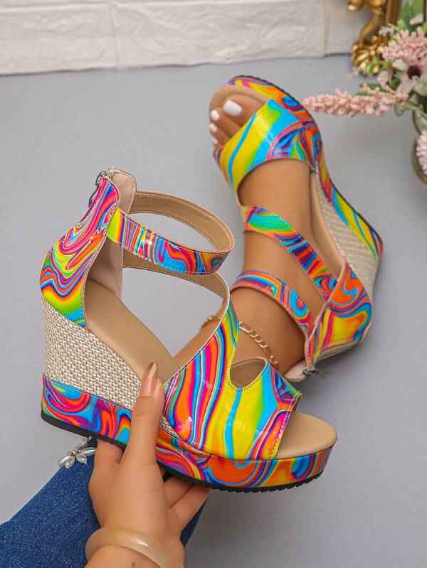 2024 New Summer Women Platform Sandals, Waterproof Wedge Thick Bottom Roman Style Open Toe Shoes