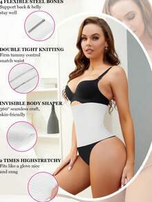 Nebility Womens' Waist Trainer Tummy Control Waist Cincher Slim Body Shaper - trắng - Xem 3