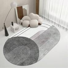 1 Stück eleganter, schlichter ovaler Teppich - Dekorationsteppich aus extraweichem Material für Wohnzimmer, Schlafzimmer und Bettnähe - rutschfest, dick gepolstert, maschinenwaschbar, Bodenmatte zur Aufwertung der Ästhetik Zuhause