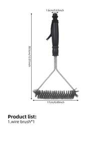 1Pc Stainless Steel Barbecue Grill Cleaning Brush, Long Handle Y-Shape Scrub Brush, Non-Stick Grill Cleaner, Triangular Shaped Bristle Brush, Suitable For Restaurant And Home Use