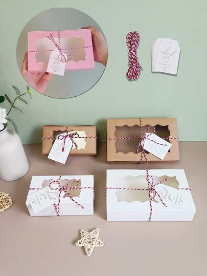 10 pièces de boîtes cadeaux carrées avec fenêtre transparente, boîtes d'emballage blanches et brunes, boîtes cadeaux premium pour magasin, convient pour mariage, fête, décoration de fête d'anniversaire, emballage de demoiselles d'honneur pour mariage