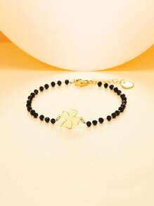 سوار من الفولاذ المقاوم للصدأ ذو شكل أربع ورقات البرسيم والقلب للنساء