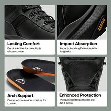 Botas Senderismo para Hombre de Impermeable Ligero al aire Libre Mediados de Zapatos Cuenca - Negro - Ver 3