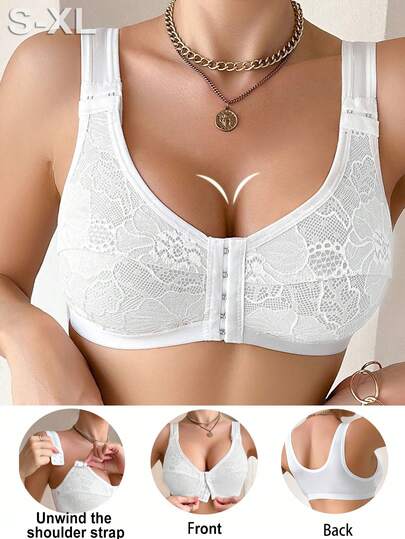 Women Front Closure Wireless Bra, Minimalist Design