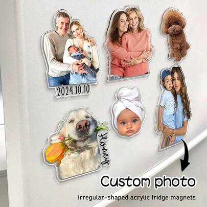 Customized Photo Refrigerator Magnets - Asymmetric Acrylic Fridge Magnets - Warm, Cute, Special Home Decor - Couple Photo Fridge Magnets, Mother-Daughter Photo Fridge Magnets, Dog Photo Fridge Magnets, Family Photo Fridge Magnets, Couple Gifts, Mother's Day Personalized Gifts, Customized Photo Fridge Magnets, Youth Face Fridge Magnets, Funny Cat & Dog Photo Fridge Magnets, Personalized Gifts For Mom, Anniversary Gifts, Special Gifts, Holiday Gifts, Warm Atmosphere, Autumn Home Refresh ,For Family