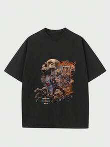 Para hombre,Camisa de T -alla con Letrero "Evil Dead 2" y Motivo de Personajes de Película de Terror,Camiseta casual de cuello redondo y manga corta con estampado,adecuada para uso diario en primavera y verano,unisex - Negro - Ver 1