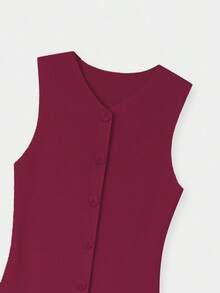 FOR BEAUTY 春夏新款女士套头连衣裙，简约休闲度假风，纯色开衫连衣裙，毕业典礼礼服，新年及情人节礼物 - 楓葉紅 - 查看 5