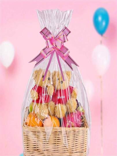 10/20 piezas Bolsas de regalo grandes de celofán transparente con lazo para cumpleaños, bodas, Día de la Madre, suministros de regalo de Pascua