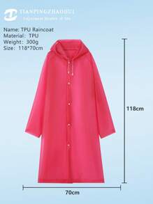 TIANPINGZHAOHUI Verdickte Kapuzen Regenponcho, Outdoor Regenkleidung aus TPU Material, 118cm x 70cm, rot