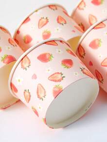 10个/25个一次性草莓主题纸碗，粉色草莓纸碗，零食盒，适用于生日派对、家庭聚会、野餐、餐厅、外卖一次性餐具