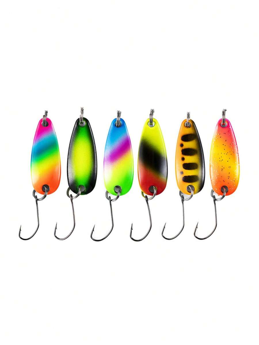 6pcs 3g/2.8cm Colorful Metallic Sequin Single Hook Fishing Lures