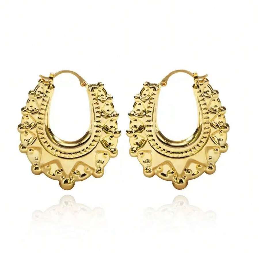Different Size Vintage Non Tarnish Women Earrings Gold Color Waterproof Hypoallergenic Spikes Beads Fashion Hoop Earring