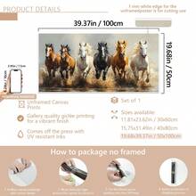 1/2pcs/Set Modern Galloping Horse Oil Painting Art , For Living Rooms And Bedrooms, Animals, Vintage, Warm Color Dynamic Galloping Horse Painting, Perfect For Modern Home Decor, Bedroom Wall Decor Modern Wall Art Realistic Steed Depiction, Posters, Wall Art, Room Decoration Stuff ,Wall Art With Frame - Multicolor - View 14