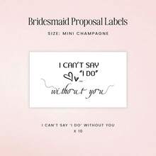 علامات صغيرة على زجاجات الشمبانيا للطلب من الصديقات لحضور حفل الزفاف - مجموعة من 10/20 - فكرة هدية صندوق "لا أستطيع أن أقول نعم دونك"