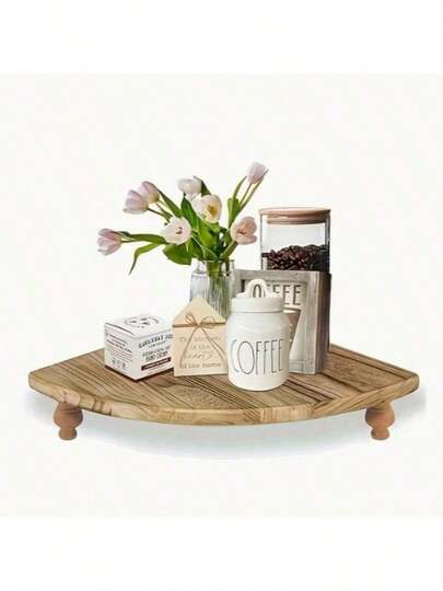 1 Pieza Estantería de esquina, Organizador de encimera de baño de esquina, Estantería de encimera de cocina, Elevador de madera para encimera de cocina, Bandeja decorativa elevadora, Soporte de planta de esquina, Organizador de barra de café para encimera de cocina