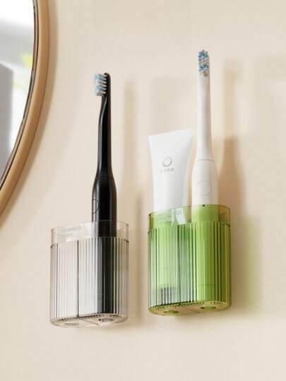 1pc [Multiple Colors Available] Electric Toothbrush Stand, Wall Mounted Toothbrush Holder, Toothpaste Rack, Toothbrush Storage Box Bathroom Decor Fall Decor