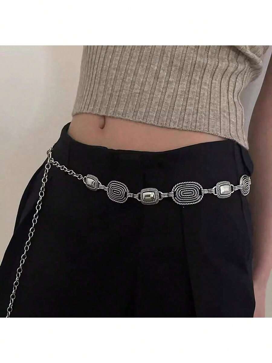 New Fashionable Minimalist High-Grade Metal Waist Chain Belt Dress Waist Chain Accessory - Multicolor - View 1