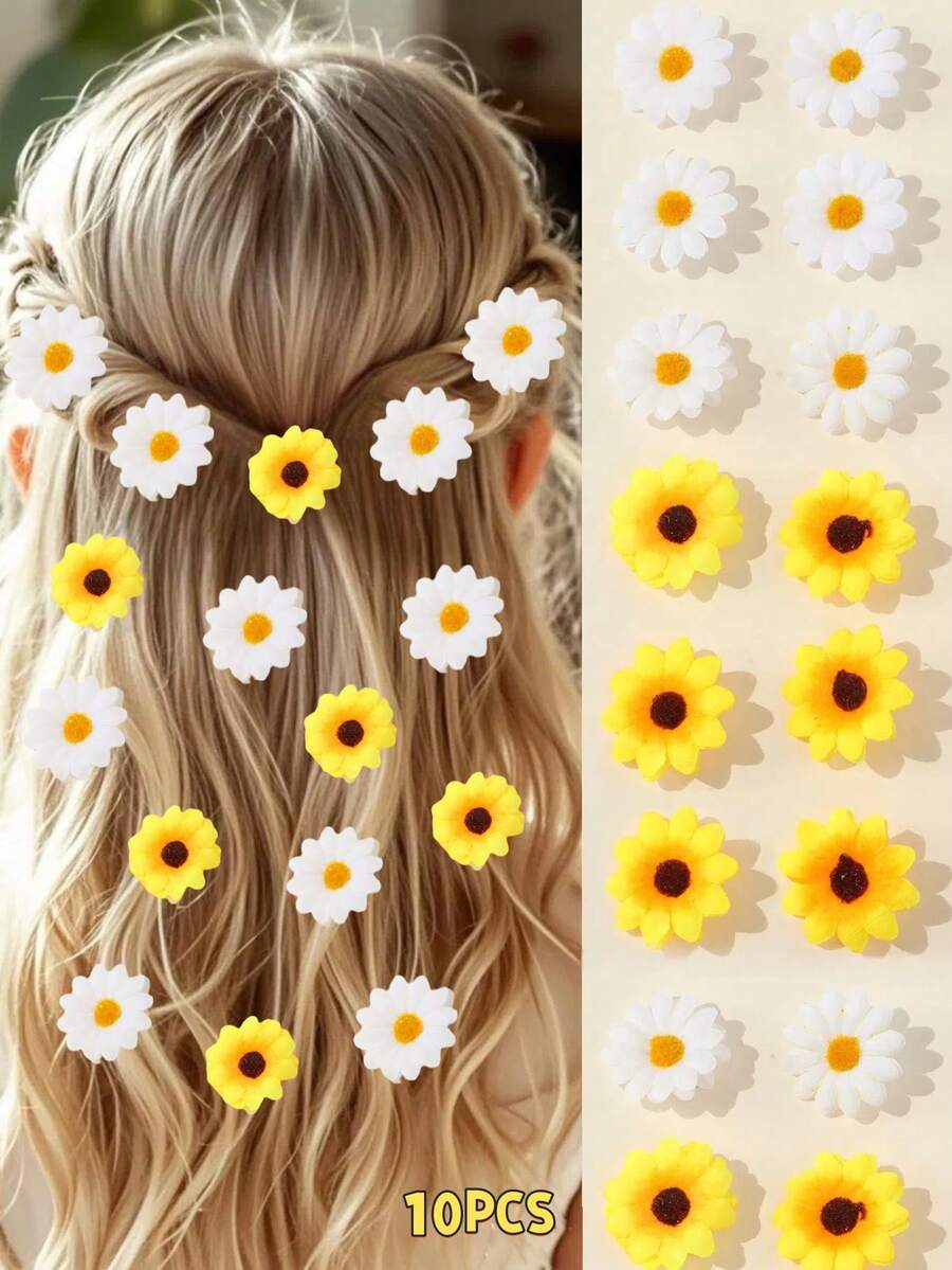 Multiple Pieces Countryside Style Faux Flower Decor Hair Clips For Girls - Multicolor - View 1