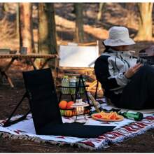Tragbarer Outdoor Camping Stuhl, Garten Park einzelner lässiger Relaxstuhl mit Rückenlehne und Kissen, Picknick Camping klappbarer Strandsessel